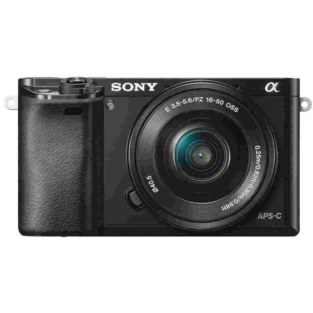 Image of E-mount systeemcamera Sony ILCE-6000LB Incl. SEL-P16-50 mm lens incl. standaard-zoomlens 24.3 Mpix Zwart Full-HD video-opname, WiFi, Draai- en zwenkbare