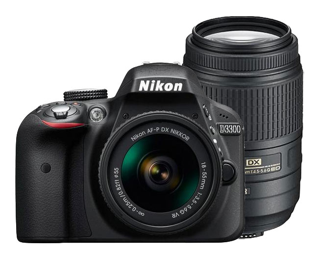 Image of Nikon D3300 zwart + AF-P 18-55mm VR + 55-300mm VR