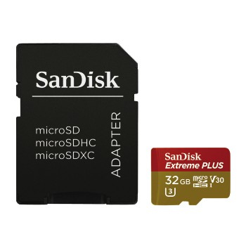 Image of SanDisk ExtremeÂ® PLUS 32 GB microSDHC-kaart Class 10, UHS-I, UHS-Class 3, v30 Video Speed Class