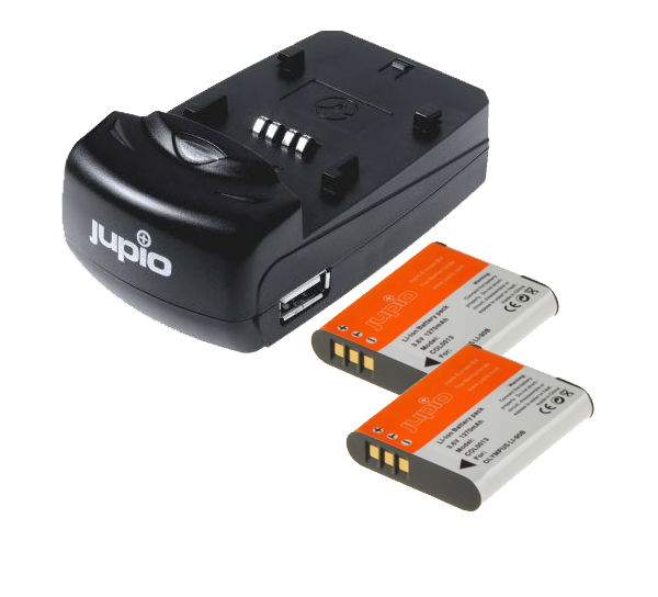 Image of Jupio Kit met 2x Battery Li-90B/Li-92B 1270mAh + USB Single Charger