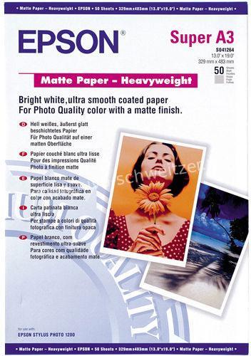 Image of Epson Matte Paper - Heavy Weight A3+, 50 Sheet, 167g S0412