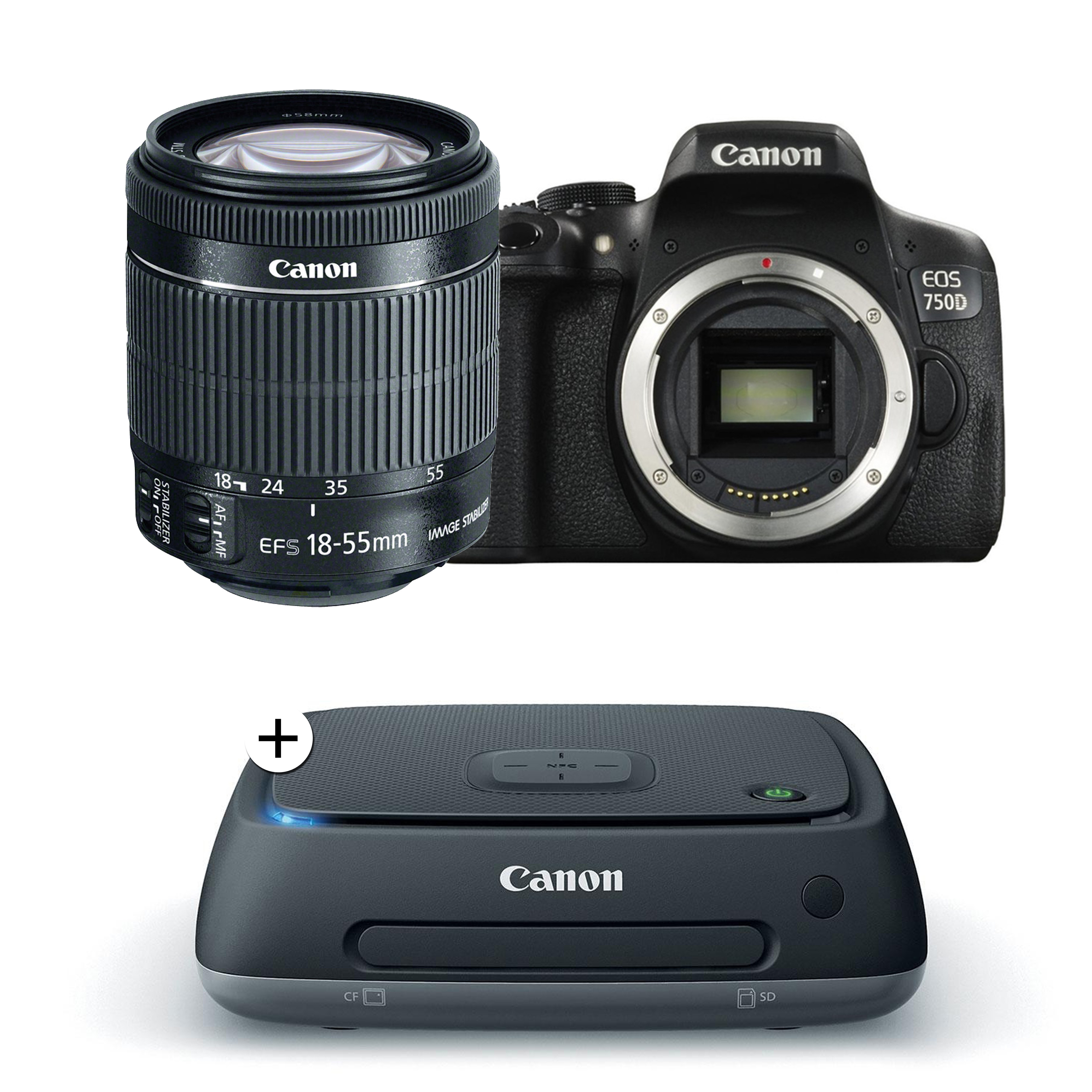 Image of Canon EOS 750D + 18-55mm iS STM + Canon CS100 connect station 1TB