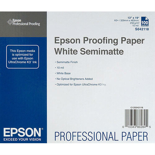 Image of Epson Proofing Paper White Semimatte A3+ 100 sheet S042118