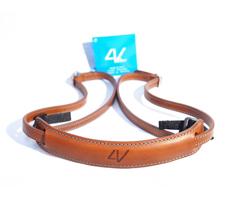 Image of 4V Design Lusso Slim Neck Strap Tuscany Leather Brown/Cyan