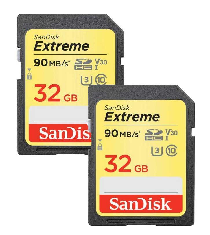 Image of SanDisk SDHC Extreme 32GB 90MB/s V30 Dubbelpak