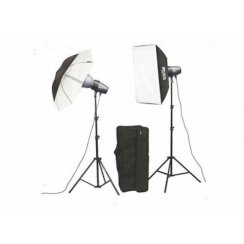 Image of Metz BL-200/SET Mecastudio, 2x flitser, 2x lampstatief, Softbox, Paraplu en tas