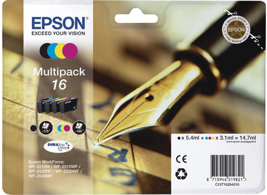 Image of EPSON 16 ink cartridge black and tri-colour standard capacity 14,7ml