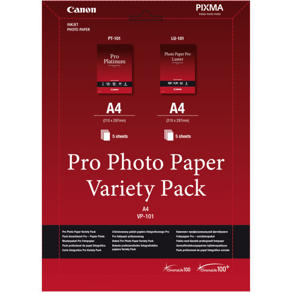 Image of Canon VP-101 Pro Photo Paper Variety Pack A 4 2x5 Vel