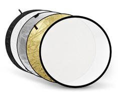 Image of Foka 90x120cm 5in1 reflectiescherm goud, zilver, wit, zwart en doorschijnend wit