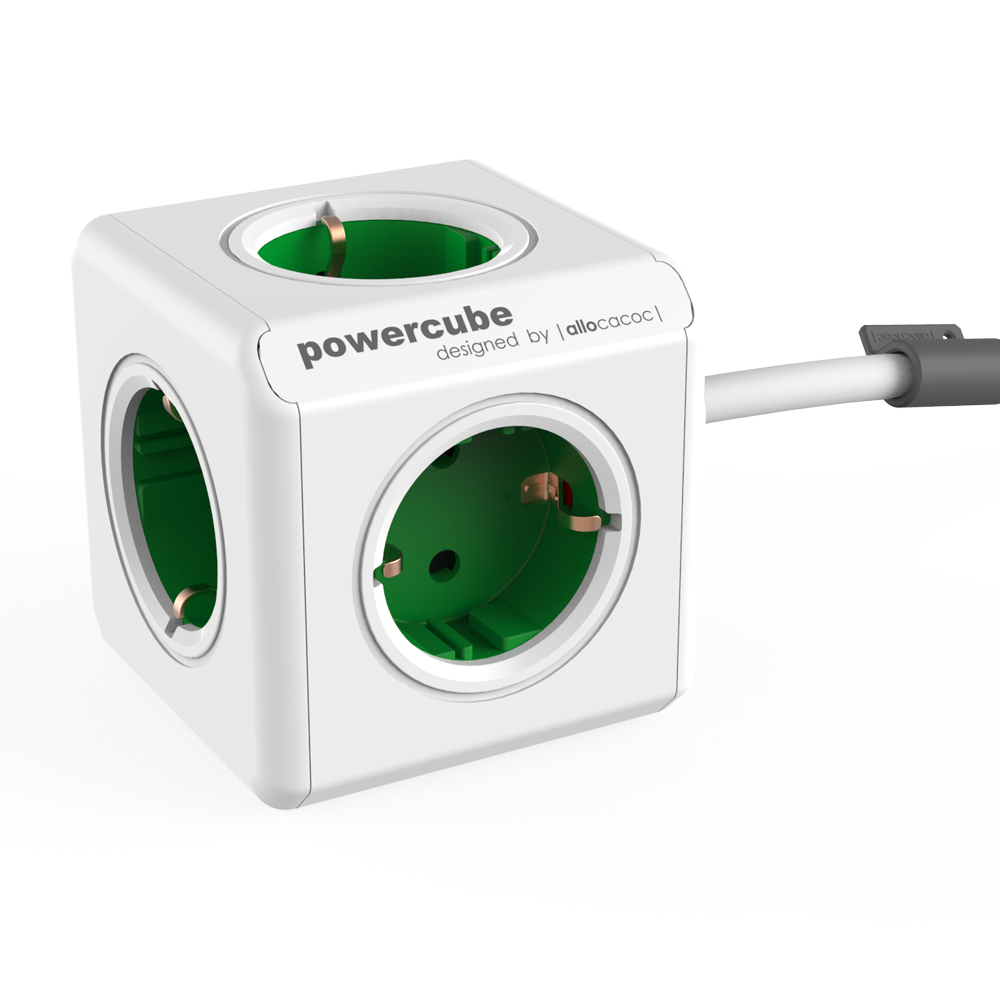 Image of Allocacoc PowerCube Extended Green 1,5m cable